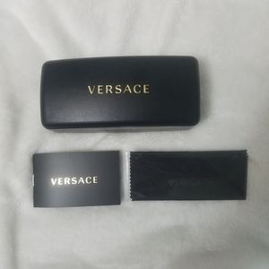 Versace Large Sunglasses and Eyewear Case with Microfiber Cloth and Booklet